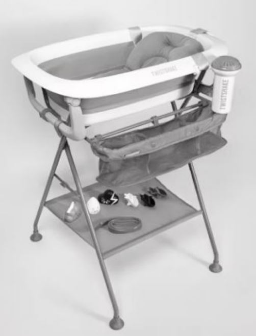 BAIGNOIRE, COUSSIN, RINCEUR, ETOILES ET JOUETS BLANC ET GRIS TWISTSHAKE