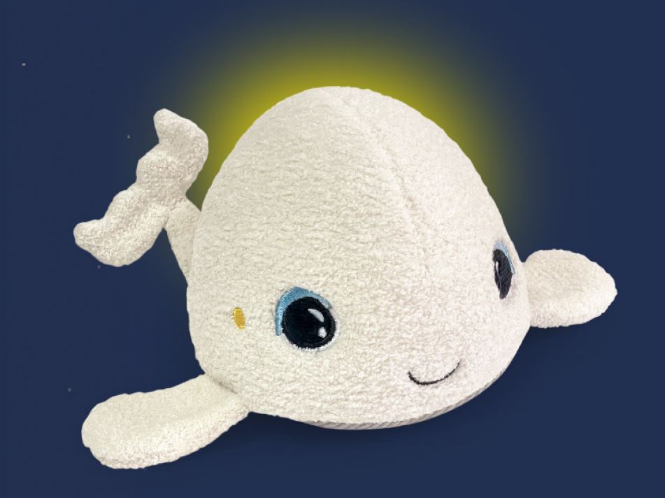 BELUGA PELUCHE VEILLEUSE+BRUITS BLANCS BLANC PABOBO