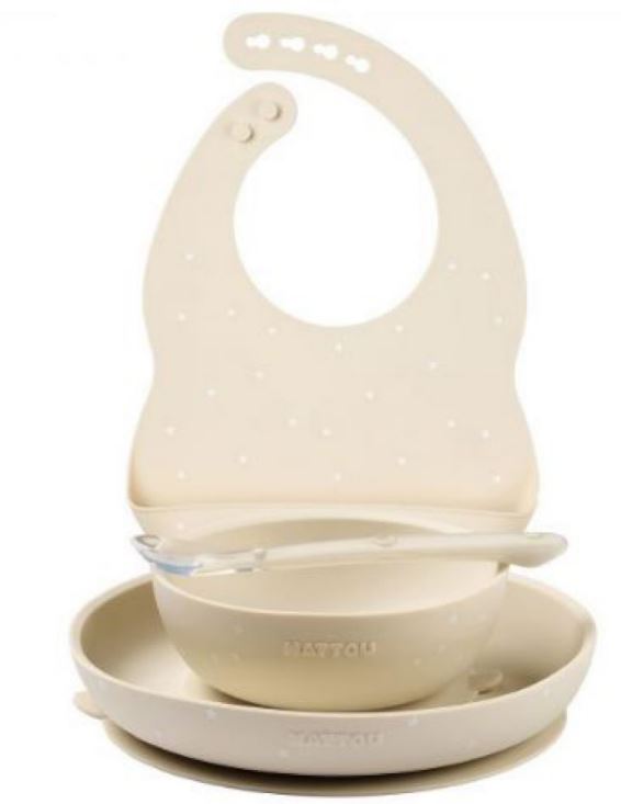 COFFRET REPAS SILICONE 4 PIECES AVEC BAVOIR ARGILE ETOILE NATTOU