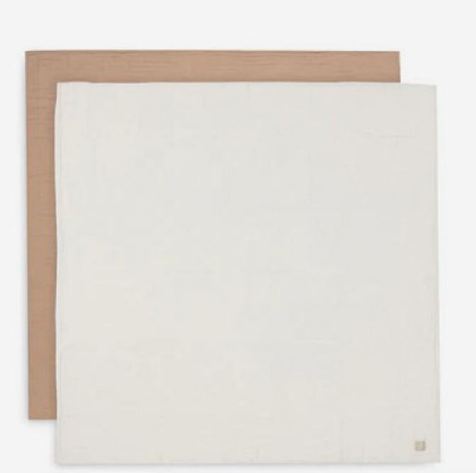 LANGE GAZE DE COTON LARGE X2 BISCUIT IVORY 115X115CM BASICS JOLLEIN