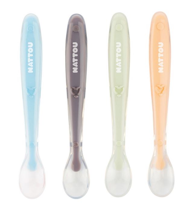 SILICONE SET 4 CUILLERES MULTICOLORE NATTOU