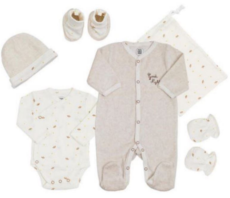 KIT NAISSANCE 6 PCS – GOOD NIGHT ECRU 1M TROIS KILOS SEPT