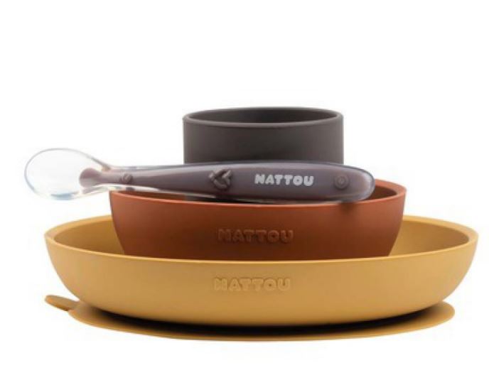 SILICONE SET ASSIETTE SILICONE+BOL+VERRE TERRACOTTA NATTOU