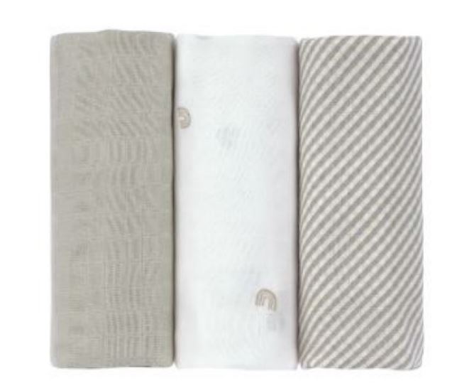 LANGE MOUSSELINE ARC EN CIEL X3 TAUPE 80X80CM BASIC LINE LASSIG