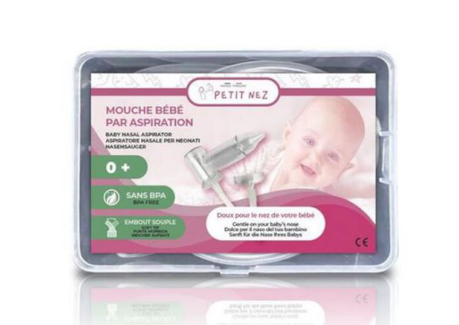 MOUCHE BEBE PAR ASPIRATION  AVEC EMBOUT EN  SILICONE TOUT DOUX PETIT NEZ