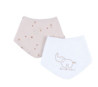 B&M SET 2 BAVOIRS BANDANA EPONGE & MOUSSELINE – BALI, COLOMBES DU BONHEUR BEIGE BALI, MOKA & SNOW