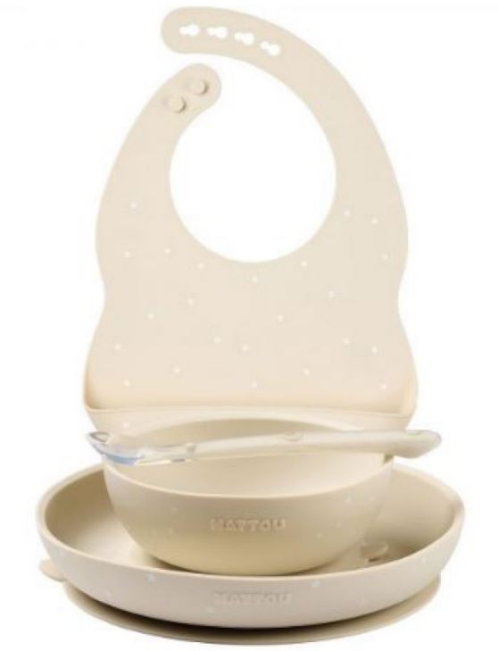 COFFRET REPAS SILICONE 4 PIECES AVEC BAVOIR ARGILE ETOILE NATTOU