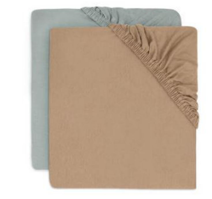 DRAP-HOUSSE JERSEY X2 SEA GREEN BISCUIT 60X120CM BASICS JOLLEIN E-25