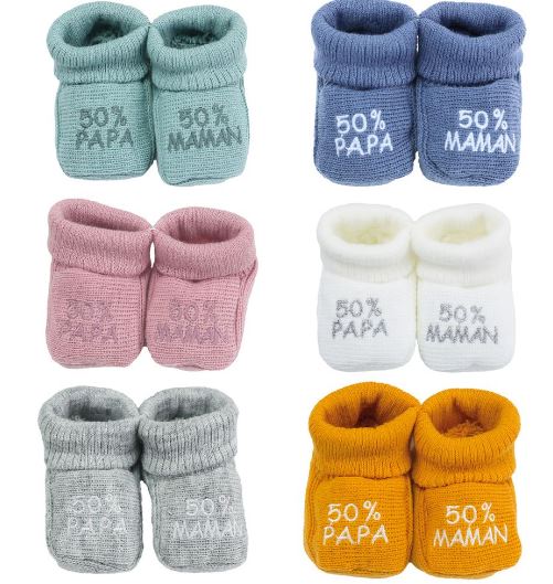CHAUSSONS – 50%PAPA – 50% MAMAN MULTICOLORE 0-1M