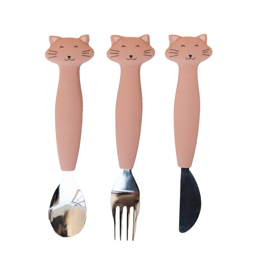 COUVERTS 3 PIECES EN SILICONE MRS. CAT TRIXIE ROSE TRIXIE