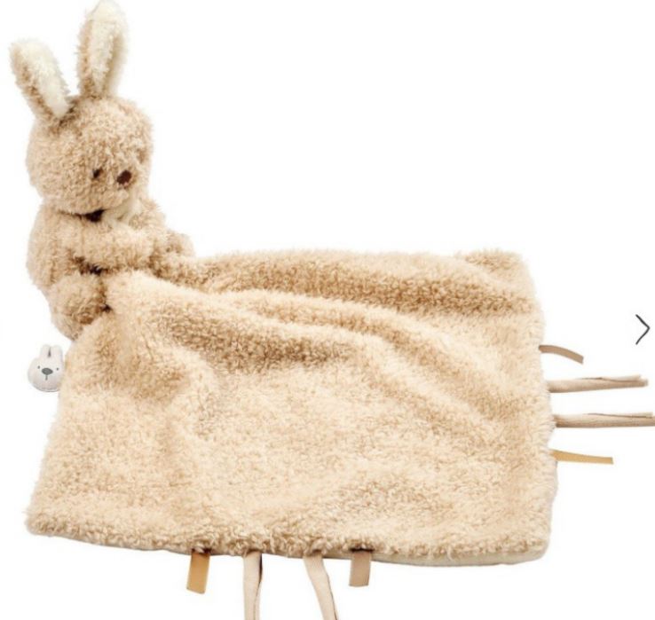 DOUDOU CALIN COUVERTURE LAPIN 27X27CM TEDDY BOUCLETTE NATTOU