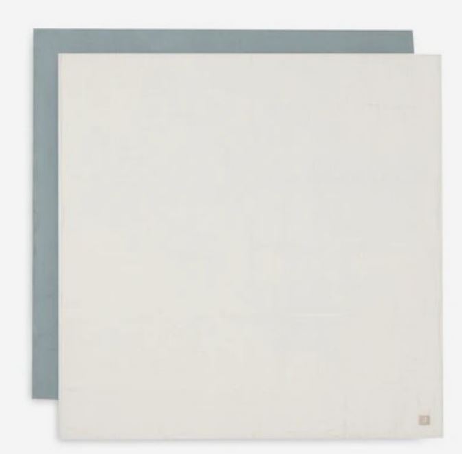 LANGE GAZE DE COTON LARGE X2 SEA GREEN IVORY 115X115