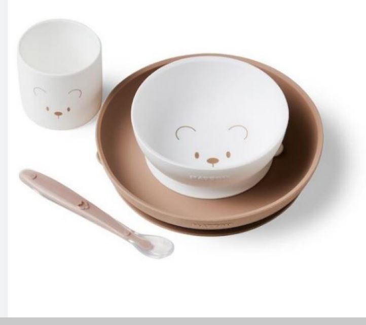 COFFRET REPAS SILICONE 4 PIECES AVEC TASSE BLANC