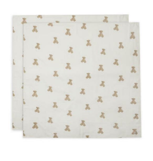 LANGE GAZE DE COTON LARGE X2 MULTICOLOR 115X115CM TEDDY BEAR